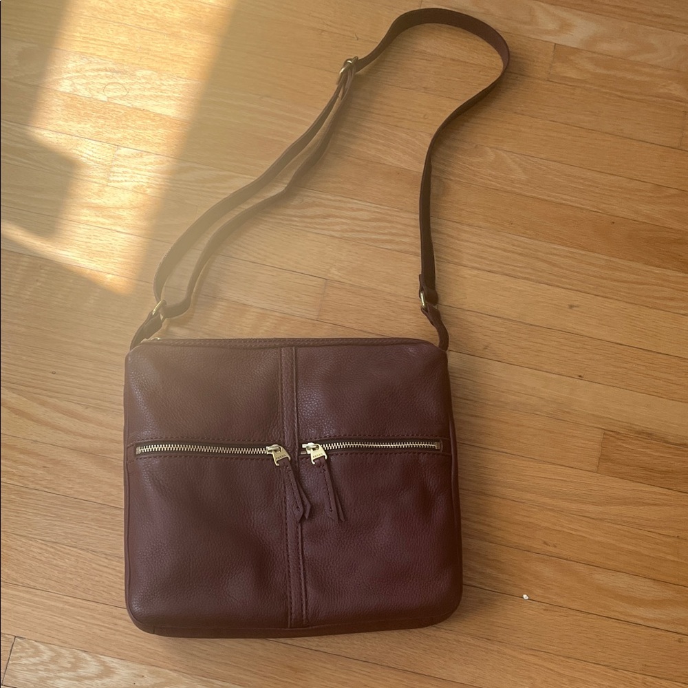 Fossil Dark Brown Leather Crossbody Bag